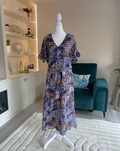Ladies Navy Multi Coloured Print Dress from DIVA Carella. Size XL UK 14-16/ EU 42-44
