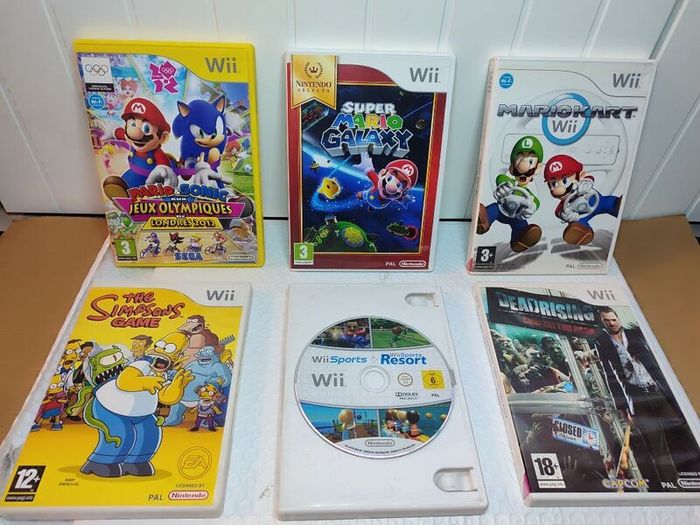 Wii Games The Simpsons Mario kart Super Mario Galaxy Wii Sports Resort Dead rising Mario Sonic Olympics