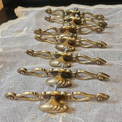 7 x Vintage Ornate Brass Pull Handles