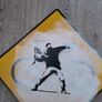 Banksy Sheet Metal Reproduction Road Sign of The Flower Bomber Image 5