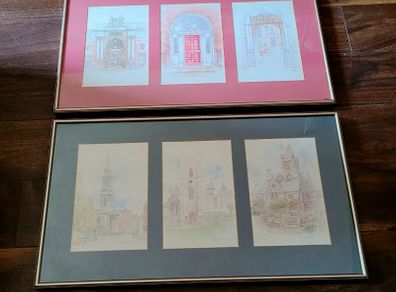 Vintage pair of dublin architectural prints