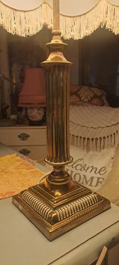 Huge Antique Heavy Brass Lamp