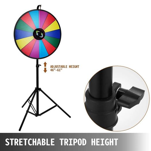 61 cm Color Prize Wheel Tripod Floor Stand Color Prize Wheel 14 Slots Dry Ease Fortune Spinner Fortune Spinning Game