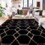 120x180cm Black and Gold Rugs Living Room, Machine Washable Non-Shedding Non Slip Rug, Thick Soft Fluffy Carpet, Geometric Rugs for Kids Room, Kitchen, Lounge, Bedside Image 3