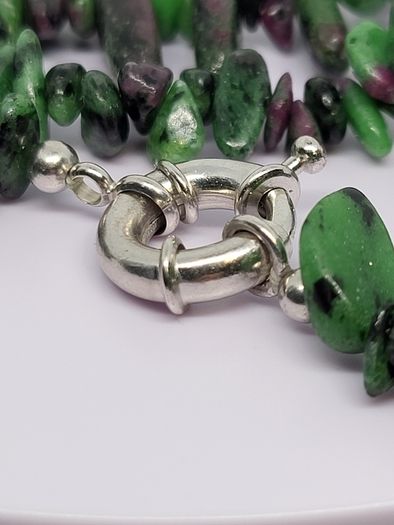 Ruby Zoisite Necklace (Size - 20) in Rhodium Pure Yellow Brass 300.00 ct.