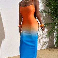 Casual Beach Ombre Bodycon Mid-Length Dress  size 10