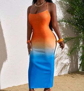 Casual Beach Ombre Bodycon Mid-Length Dress  size 10