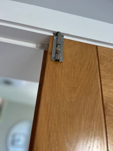 Oak engineered double doors with glass panels