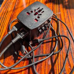 Universal Travel Adapter (4x USB) + USB-C & Lightning Cables