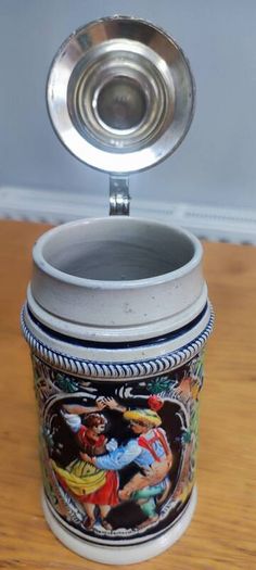 German Beer Stein Pewter Lid Vintage Made in Germany