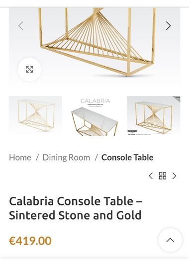 Calabria Modern Console Table Marble and Gold Effect