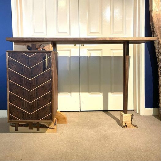 Walnut and Sycamore handcrafted bar cabinet