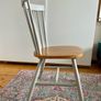 Solid oak spindle curved chair Image 2