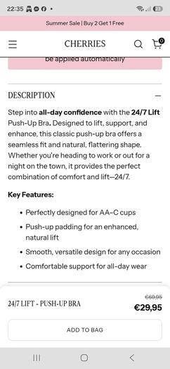Cherries push up bra