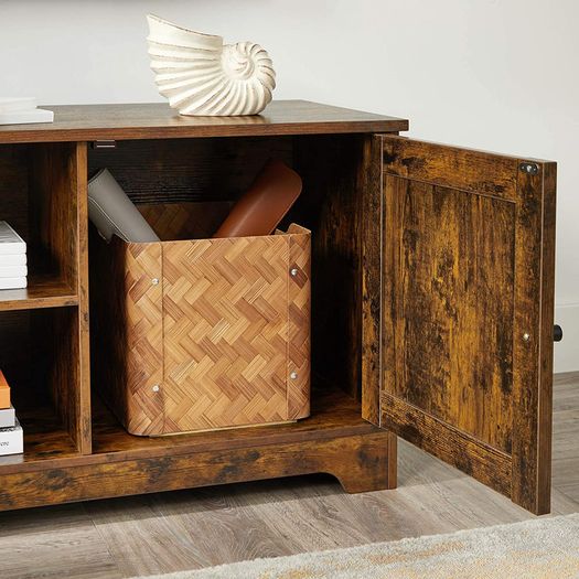 TV cabinet, TV table, TV shelf, for TVs up to 43 inches, rustic country house style, 2 open compartments, vintage brown