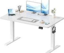 Electric Standing Desk 120x60cm Sit Stand Table Height Adjustable with Backpack Hook and Memory Smart Pannel, Home Office, White