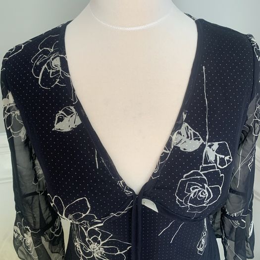 Navy & white floral print dress. Size 8
