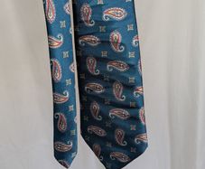 Christian Dior Monsieur Tie Blue Paisley Silk Vintage Designer Mens Necktie