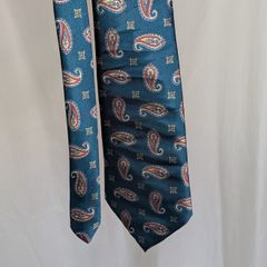 Christian Dior Monsieur Tie Blue Paisley Silk Vintage Designer Mens Necktie