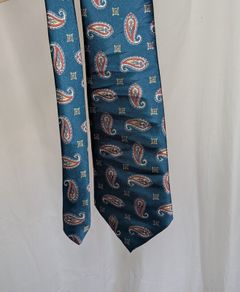 Christian Dior Monsieur Tie Blue Paisley Silk Vintage Designer Mens Necktie