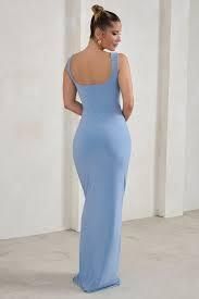 Club L London Madeline Baby Blue Sleeveless Thigh Split Maxi Dress
