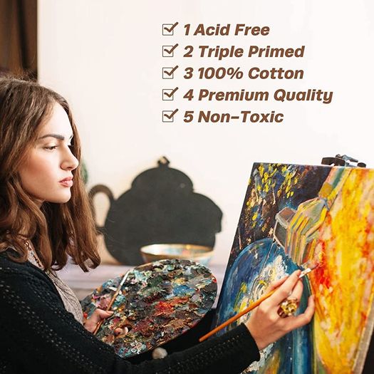 Canvas Panels 20x25cm-12 Packs Blank Art Canvases Pre Stretched Canvas Board, 100% Cotton Artist Painting Canvas for Acrylic Painting, Oil Paint & Wet Art Media (FREE POSTAGE)