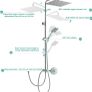 Shower Riser Rail Kit, with 10"(25cm) Square Rainfall ShowerHead and Handheld, 1.6m Hose Without Mixer, Shower Column for Bathroom, Chrome Image 3