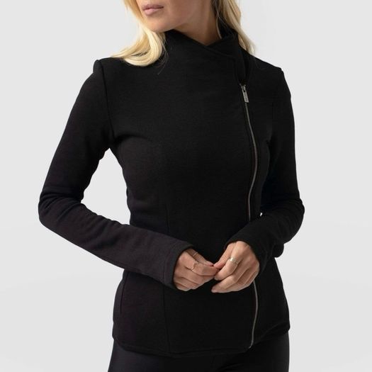 Saint + Sofia Black Cotton Biker Jacket