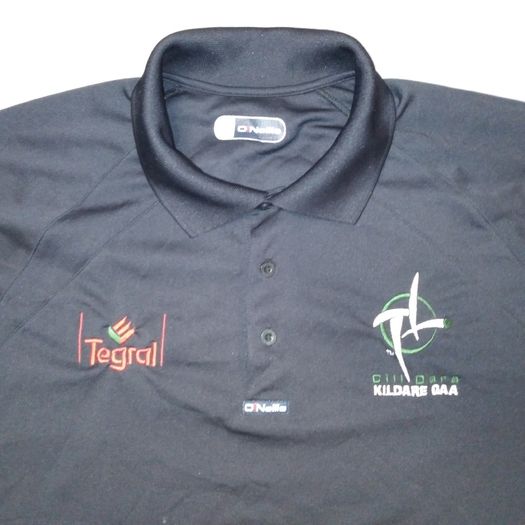 FREE POST Kildare (XL) GAA Polo Shirt O'Neills Jersey Gaelic Football Hurling Camogie Black Cil Dara Extra Large Vintage Retro