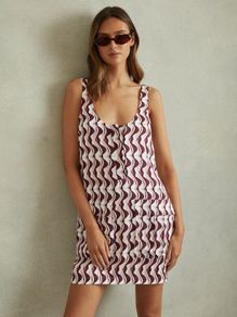 Reiss Wave Print Mini Dress