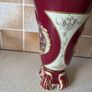 Tester Ornate Porcelain Burgundy Red/ Gold 10.5" handpainted Vase Image 5