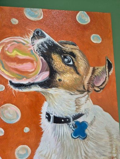 A bubbly Jack Russell - oil painting