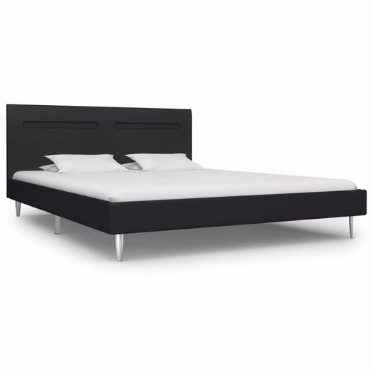 Bed Frame with LED Black Fabric 150x200 cm