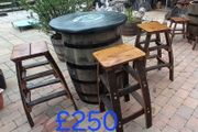 Oak barrel with stools
