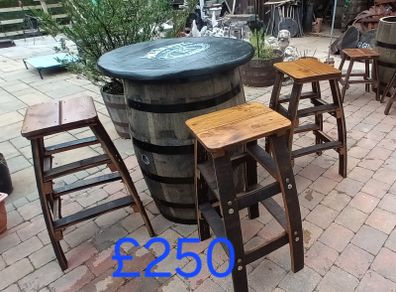 Oak barrel with stools