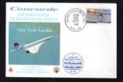1977 USA Concorde Flight Cover for SST Inaugural Transatlantic Flight. New York to London cancelling 13 50th Anniversary Solo Transatlantic Flight with receiving cancel on the reverse