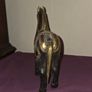 Vintage Hand Carved Wood and Brass Armor Horse Statue Image 5