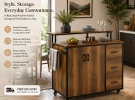 main image for ad Kitchen Island Trolley with Storage Drawers and Wheels