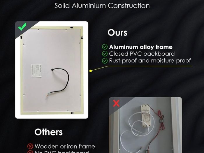 600x500mm Bathroom Mirror With Lights, Horizontal Vertical/Sensor Switch LED Illuminated Bath Vanity Wall-Mounted Mirrors (FREE POSTAGE)