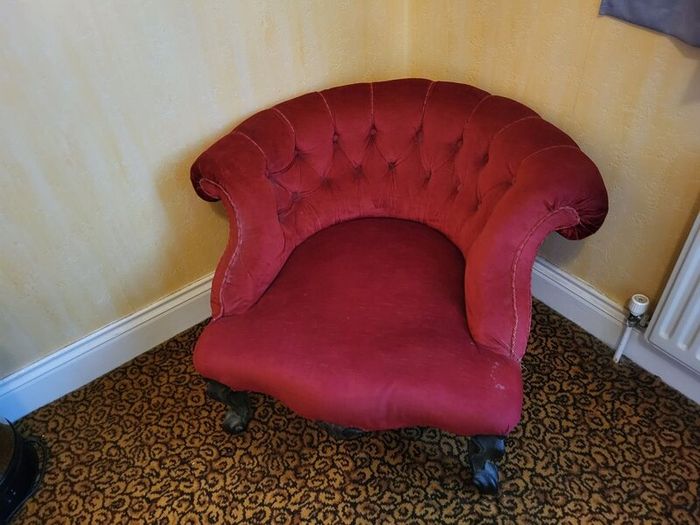 Pre owned Antique red tub chair