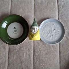 3 x Vintage Porcelain Items  1950's Trust House Dish Arklow pottery Wicklow 4.5" Lladro Turtle Dove  4" small dish 1990's  1976 Royal Worcester Hand Panted signed C.H. and Mr Caudle Candle SUFFER 3"