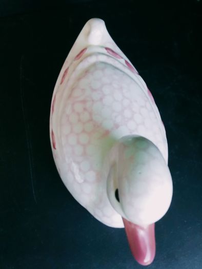 Vinage Pink Spongeware  Duck figurine