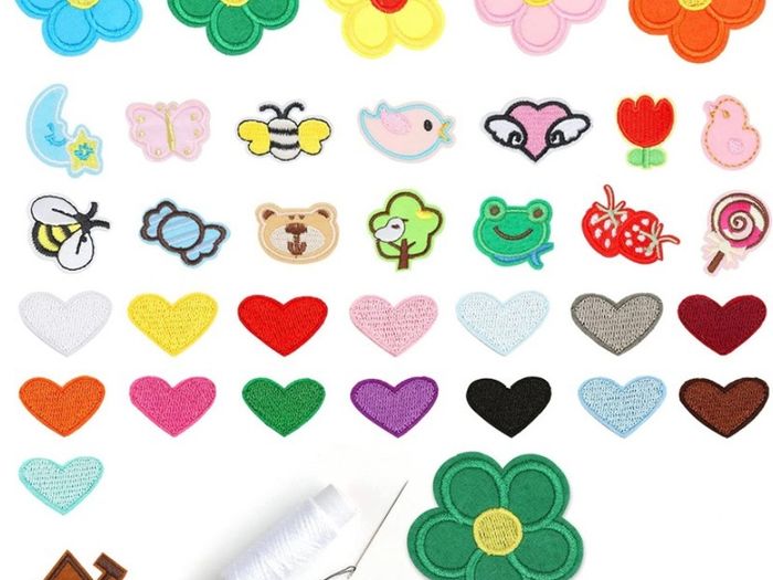 35PCS Embroidered Iron on Patch Stickers DIY Heart Flower Cartton Animals Decorative Patches Accessories Cute Sewing Applique (FREE POSTAGE)