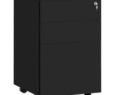 3-Drawer Vertical Filing Cabinet with Pencil Tray, Lock and 5 Wheels, Steel Mobile File Cabinet, for A4, Legal and Letter Size, Pre-Assembled Body, Black