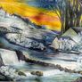 Original unframed hand painted landscape artwork  - Early Autumn Snow. Image 3