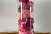 Decorative Glass Vase with Pink Decorative Balls