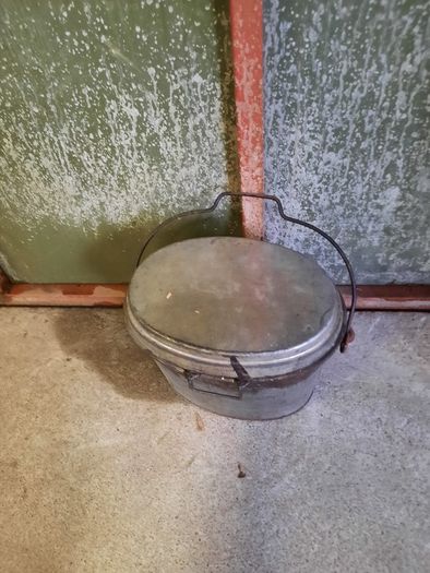 Vintage galvanise bucket with lid