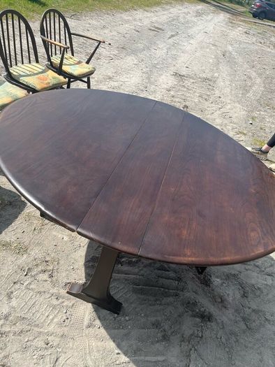 Vintage dark Ercol drop leaf dining table