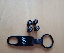 Brand New Lexus Black Metal Dust Caps x4+ Keyring
