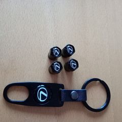Brand New Lexus Black Metal Dust Caps x4+ Keyring